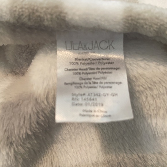 Small gray and white lovey with rhino - Picture 3 of 6